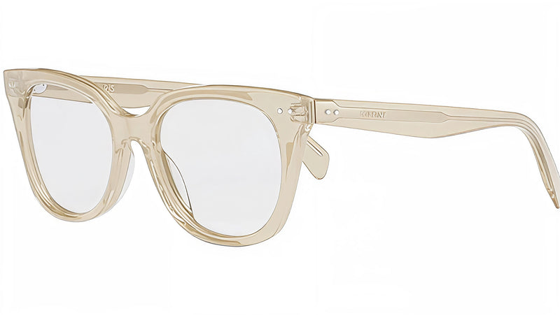 Thin 2 Dots Beige Square Eyeglasses