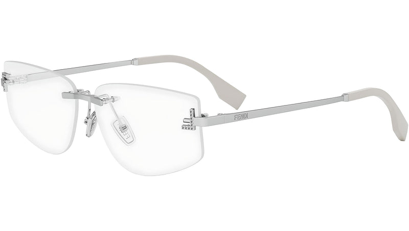 Fendi Crystal Silver Geometric Eyeglasses