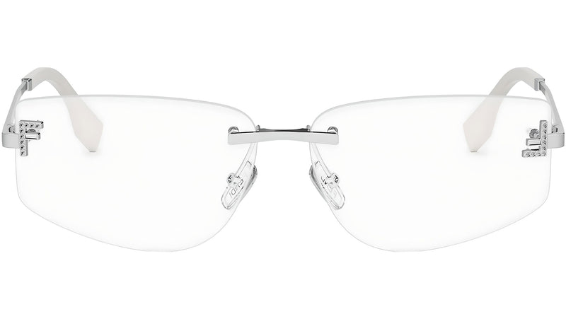 Fendi Crystal Silver Geometric Eyeglasses